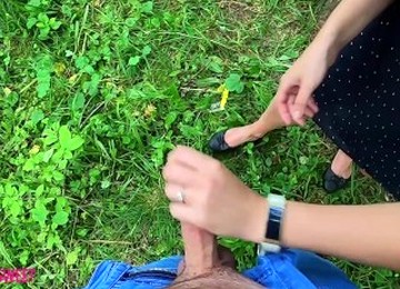 Schoolgirl Jerks Off And Sucks Dick To Classmate In A Public Park Near The School - POV