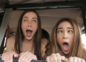 Cheeky Spanish Lesbians Fuck Cabbie