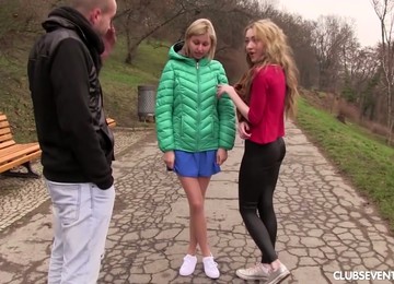 Perverted Girls Vlada B And Her Gf Are Fucked By Horny Stranger