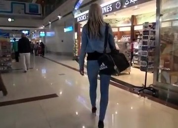 Nice Ass Blonde In Tight Jeans Pants