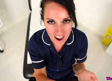 Horn-mad Nurse Jasmine Lau Flashes Tits While Wanking Fake Cock