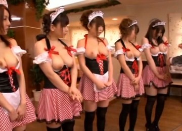 Five Japanese Babes In Costume With Big Boobs To Play With