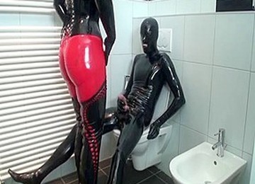 Lady In Spandex Sex Bodysuit Masturbates In Bathroom