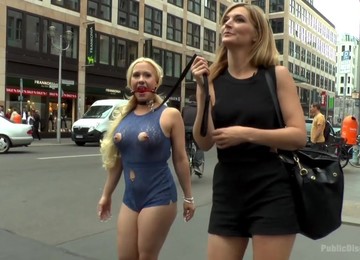 Big Tittied Blonde With Pierced Nipples Celina Davis Is Disgraced In Public