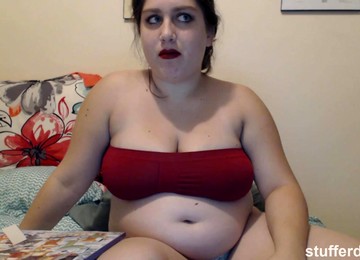 Eating All The Christmas Candy! - Teen Fatty On Webcam In Food Fetish Solo