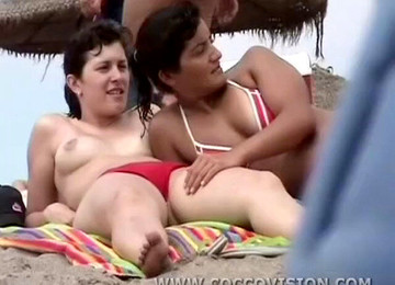 Small Ass Ass And Hairy Pussy Voyeured On The Beach