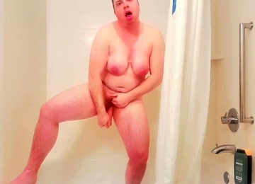 Ftm Plays With Toy In Shower