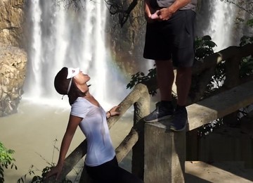 SO MUCH PISS AND CUM AT THE WATERFALL!