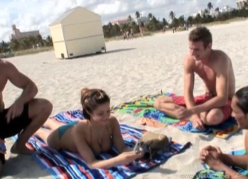 Maiden In Bikini Yelling While Being Drilled At The Beach