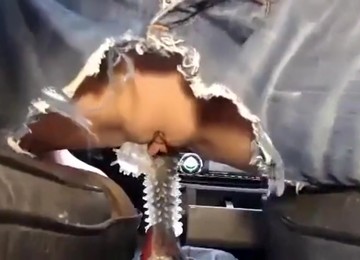 Pussy Riding Gear Shifter With Spiked Rubber. Squirting In Car!