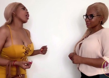 Evil Twin Sister - Ebony With Big Black Tits Gives Titjob To Dildo