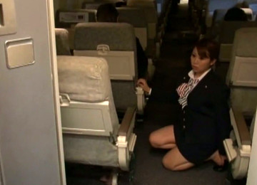 Sexy Stewardess Is Stroking My Dick With Her Hand On A Plane