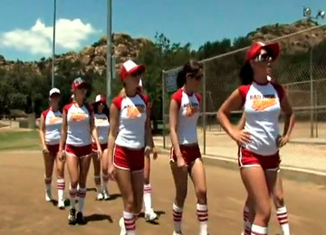 Bunch Of Horny Cheerleader Studs Came To Watch Sexy Chicks Playing Baseball