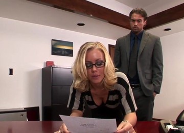 Office Sex With Busty Blonde Secretary In Eyeglasses Nicole Aniston - Hardcore With Cumshot