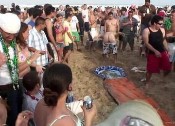 Drunk Party Girls In Sexy Bikinis At The Beach
