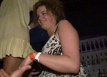 Curly-haired Skank Flashes Her Natural Tits At A Party