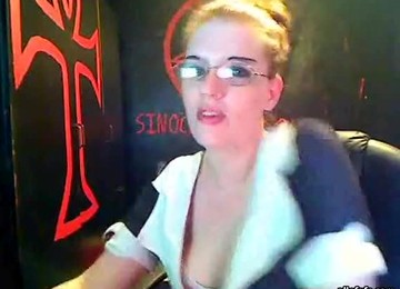 Hot Teasing From A Blonde Teen With Glasses