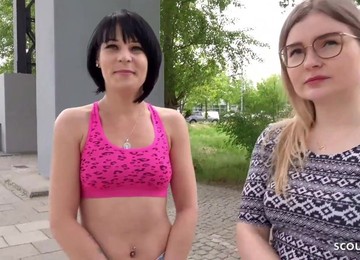 GermanScout - Two Skinny Girls First Time Ffm Threesome Sex At - Hard Core