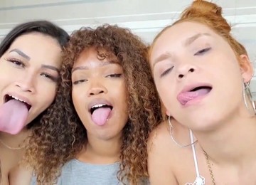 Three Amazing Hot Lesbians Kissing