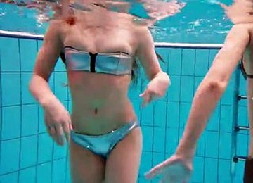 Three Naked Girls Having Fun Underwater