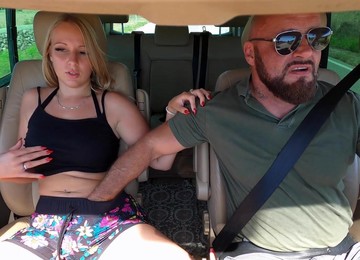 Quickie Fucking In Back Of The Car With Horny Blonde Shany Sky