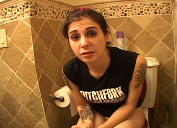 Slutty Amateur Brunette Girlie Is Caught Pissing In The Toilet
