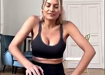 Beauty German Blonde Shows Juicy Boobs During Workout