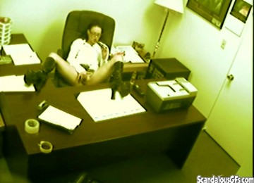 Secretary Fingering And Masturbating Pussy At Office