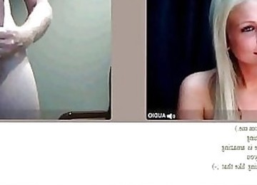 Stunning CFNM Blonde Watches Naked Guy Cum On Webcam