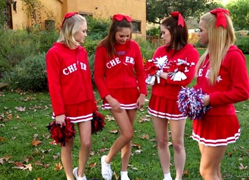 Cheerleader Lesbian Orgy In Which Lovely Babe Ariana Marie Takes Part