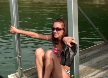 Interracial Outdor Fucking On The Boat With A Skinny Brunette