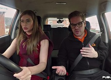 Whore Driving In Stockings Publicly Fucked By Tutor Outdoors