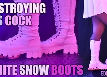 Destroying His Cock In White Snow Boots, Aggressive CBT, Bootjob And Post Orgasm With Tamystarly - FapHouse Exclusive