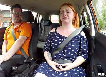 Chubby Redhead Publicly Fucked In Car By Driving Instructor