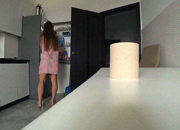 Real Cheating. Wife And Husband's Friend Fuck In The Kitchen. Home Alone