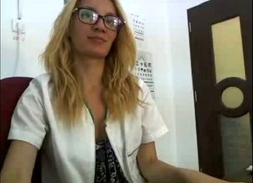 Optometrist Is Flashing Her Yummy Puffy Pussy At Work