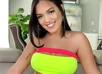 Seductive, Brazilian Brunette With A Pretty Smile Is Riding A Rock Hard Cock On The Couch