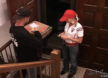 Playing Around With Her Pussy To Pay For The Pizza