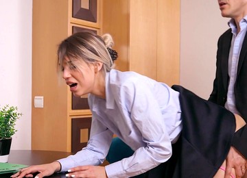 Elena Vedem Enjoys During Sex In Doggy Style In The Office